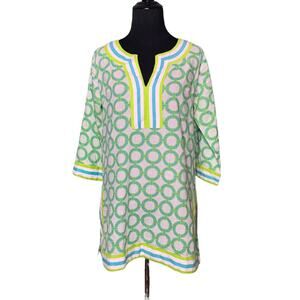 Gretchen Scott 3/4 sleeves green print tunic top size XS